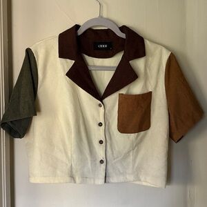 Cider Multicolor Cropped Shirt with Pocket